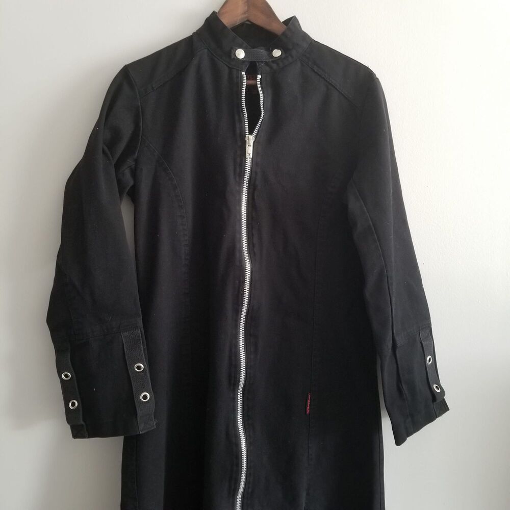 Tripp NYC Vintage Y2K Long Black Denim Jacket Small